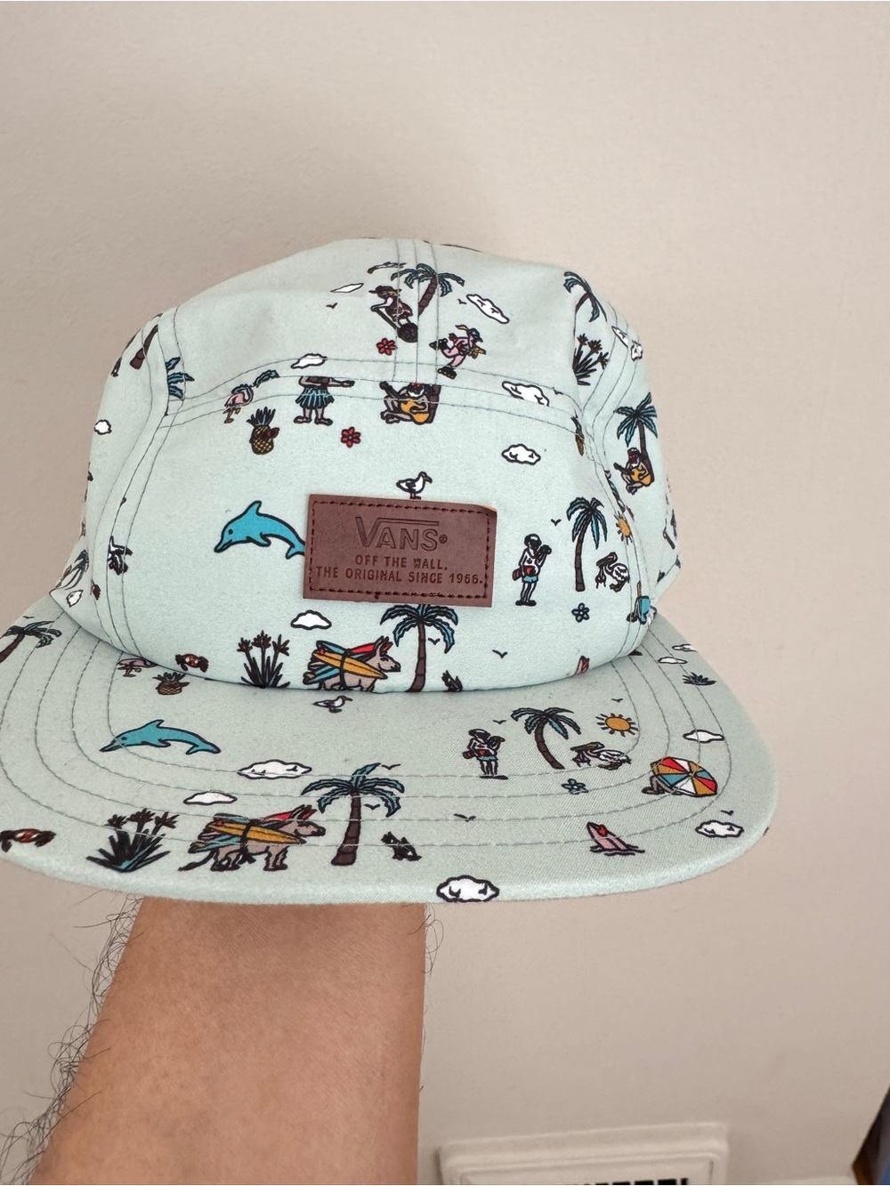 Vans Mint Green Beach Print Five-Panel Hat